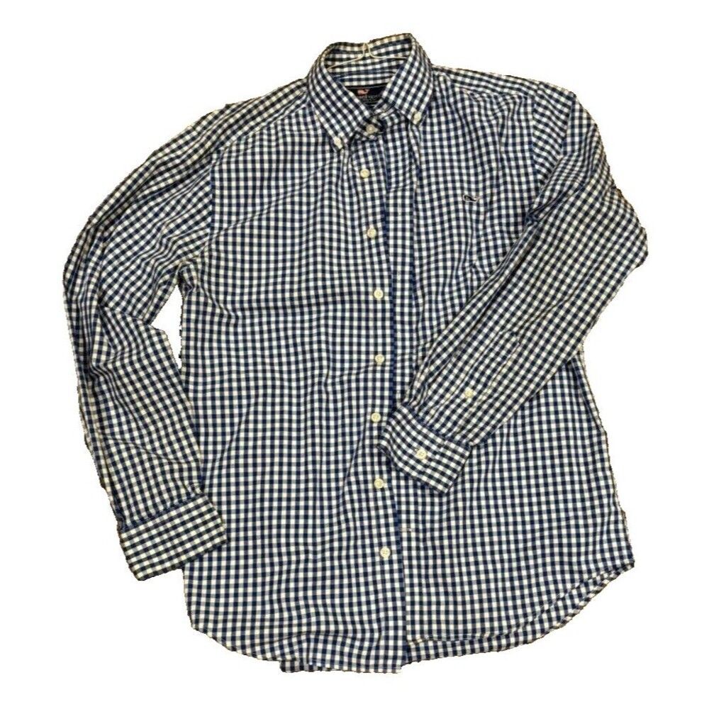Vineyard Vines Slim Fit Cotton Whale Button Down Shirt Men's sz M Blue Gingham